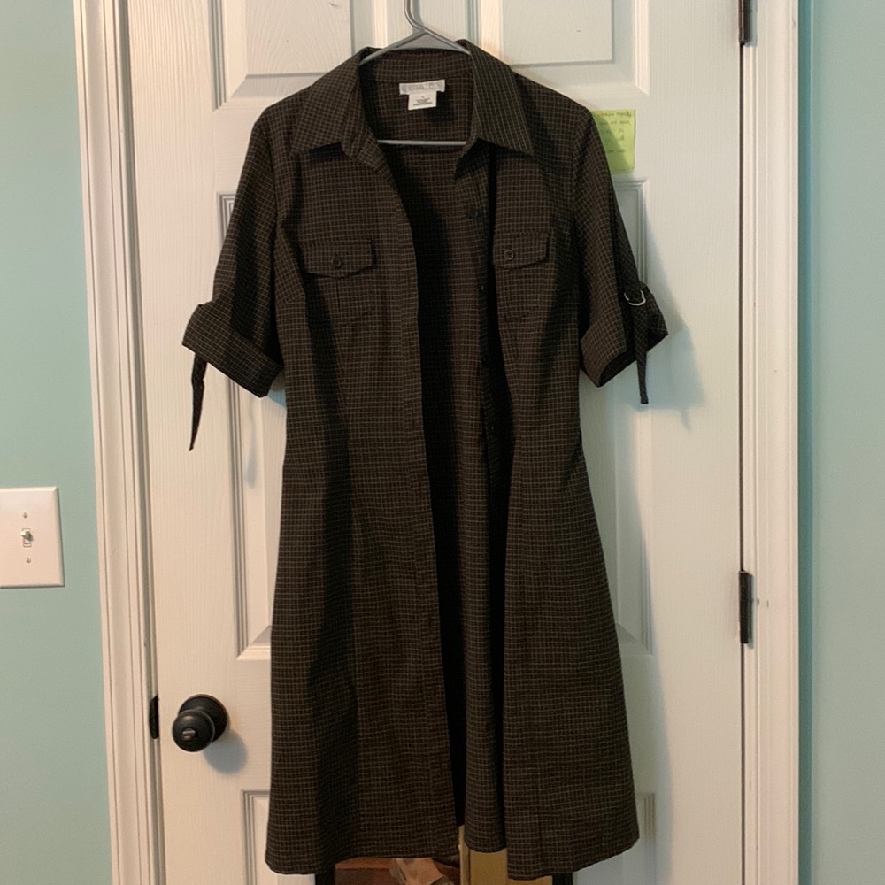 Vintage Brown gingham print short sleeved dress